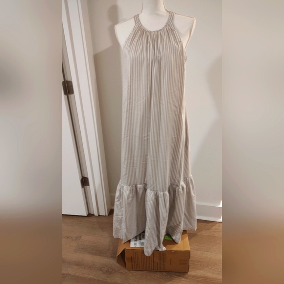 3.1 Phillip Lim Dresses & Skirts - Cotton Blend Maxi Striped Dress With Cris Cross Straps Wedding Vacation Soft